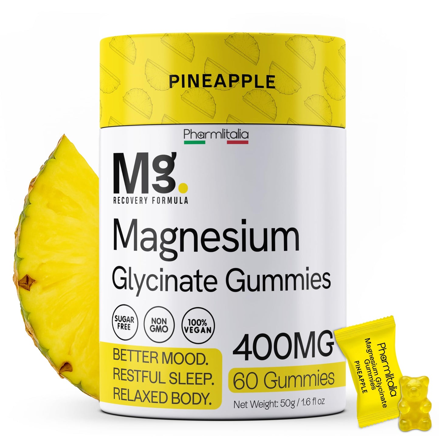 Magnesium Glycinate Gummies 400mg - Sleep Gummies for Kids & Adults - Magnesium Glycinate Chewable High Absorption for Muscle Recovery, Better Sleep & Relaxation