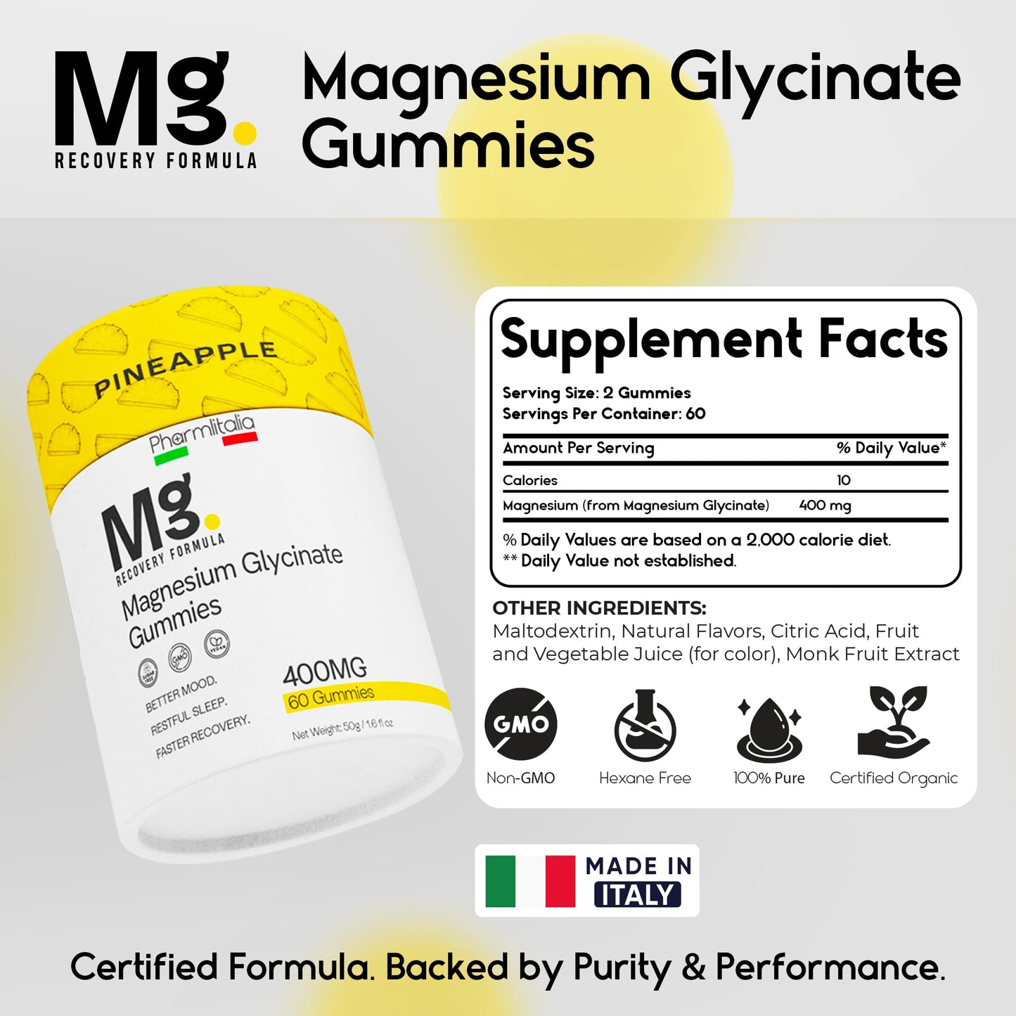 Magnesium Glycinate Gummies 400mg - Sleep Gummies for Kids & Adults - Magnesium Glycinate Chewable High Absorption for Muscle Recovery, Better Sleep & Relaxation