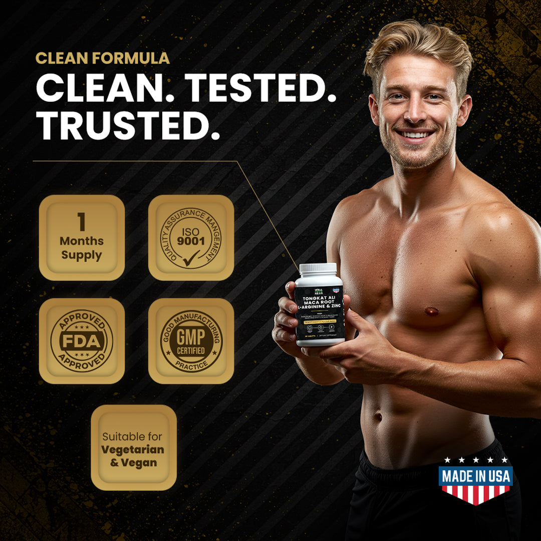 Tongkat Ali, Maca Root, L-Arginine & Zinc Supplement for Men