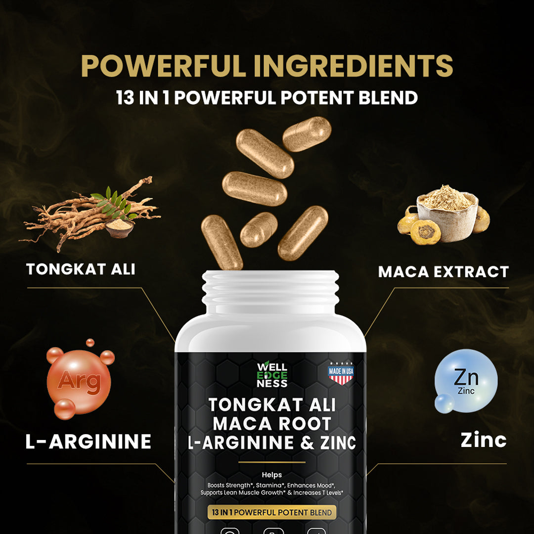 Tongkat Ali, Maca Root, L-Arginine & Zinc Supplement for Men