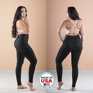 Extra Firm Footless Graduated Compression Microfiber Leggings Opaque Tights for Women (20-30 mmHg) with Control Top (XX-Large)