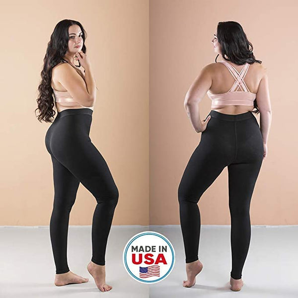 Extra Firm Footless Graduated Compression Microfiber Leggings Opaque Tights for Women (20-30 mmHg) with Control Top (XX-Large)