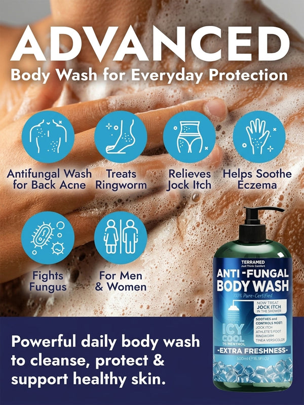 Menthol Antifungal Body Wash + Scrubber