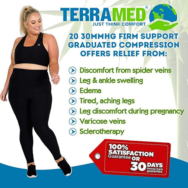 Extra Firm Footless Graduated Compression Microfiber Leggings Opaque Tights for Women (20-30 mmHg) with Control Top (XX-Large)