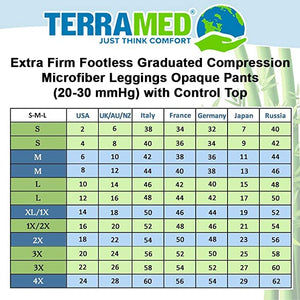 Extra Firm Footless Graduated Compression Microfiber Leggings Opaque Tights for Women (20-30 mmHg) with Control Top (XX-Large)