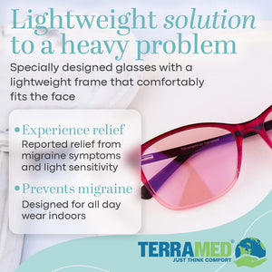 Terramed Just Think Comfort Migraine Glasses Fl-41 | Unisex Glasses for Migraine and Light Sensitivity Relief | UV Protection and Photophobia Eye Strain