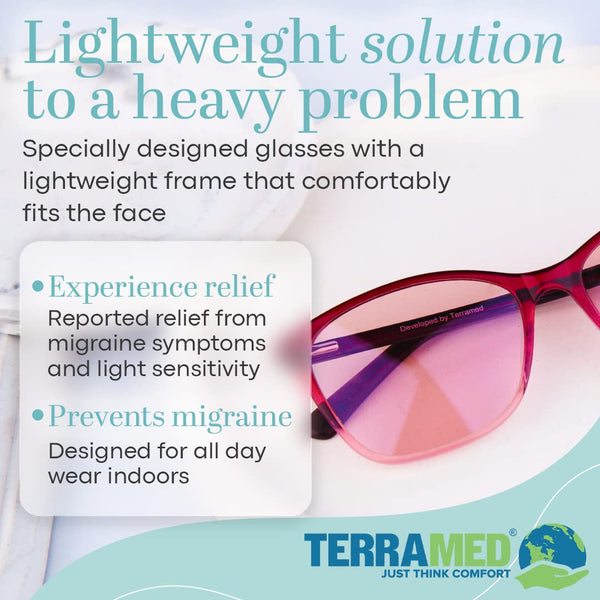 Terramed Just Think Comfort Migraine Glasses Fl-41 | Unisex Glasses for Migraine and Light Sensitivity Relief | UV Protection and Photophobia Eye Strain