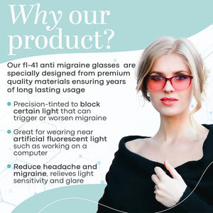 Terramed Just Think Comfort Migraine Glasses Fl-41 | Unisex Glasses for Migraine and Light Sensitivity Relief | UV Protection and Photophobia Eye Strain