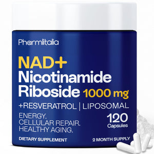 NAD+ Capsules Resveratrol - Liposomal Nicotinamide Riboside, Quercetin, Vitamin B3 NAD+ Supplement for Women and Men - Anti-Aging, Boost Focus and Energy - Cell Regeneration Supplement 120 Capsules