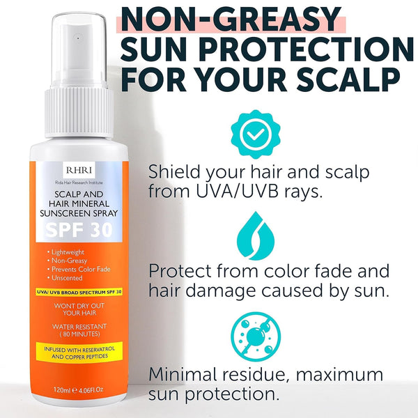 Premium SPF 30 Hair Sunscreen Spray | Non-Greasy UV Protection for Hair and Scalp | Travel-Size UV Protection | Beach SunBlock | Scalp Sunscreen 4 oz 120 ml (Pack of 2)