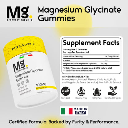 Magnesium Glycinate Gummies 400mg - Sleep Gummies for Kids & Adults - Magnesium Glycinate Chewable High Absorption for Muscle Recovery, Better Sleep & Relaxation