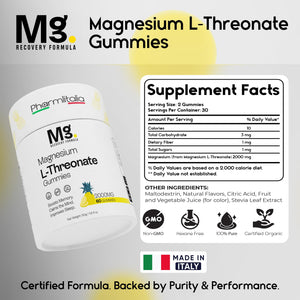 Magnesium L-Threonate Gummies for Adults & Kids 2000mg – Brain Supplements for Memory and Focus - Calm Magnesium Gummies for Improved Sleep and Healthy Mind