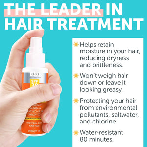 Premium SPF 30 Hair Sunscreen Spray | Non-Greasy UV Protection for Hair and Scalp | Prevents Color Fade and Dryness | Travel-Size UV Protection | Beach Sun Block 2 oz 59 ml (Pack of 2)