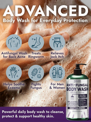 Lavender Antifungal Body Wash + Scrubber