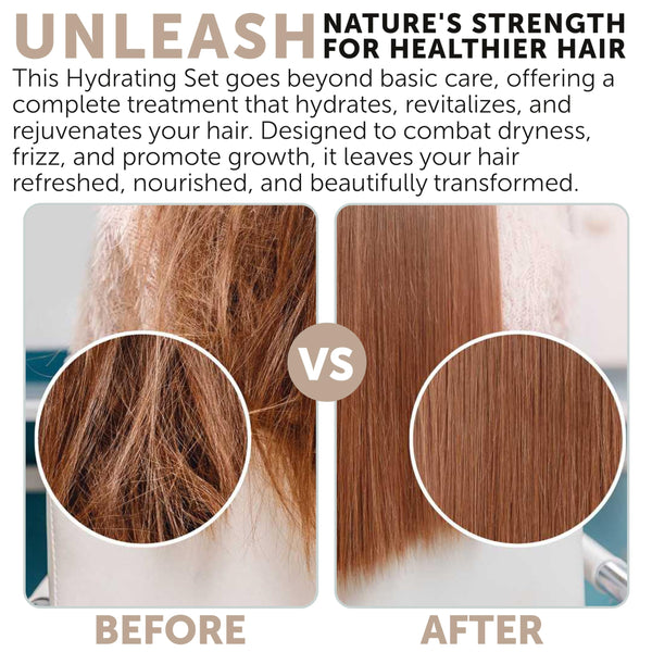 Hydrating Shampoo & Conditioner Set for Dry, Damaged & Fine Hair | Strengthen Hair Roots for Thicker, Stronger Hair, Nourishes Scalp, Reduces Breakage