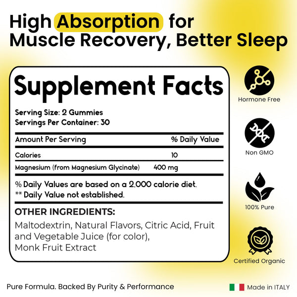 Magnesium Glycinate Gummies 400mg - Sleep Gummies for Kids & Adults - Magnesium Glycinate Chewable High Absorption for Muscle Recovery, Better Sleep & Relaxation
