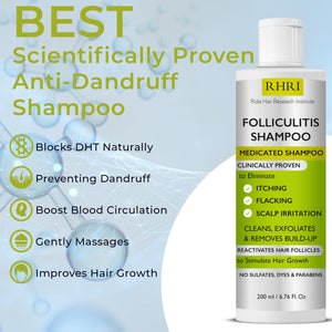 Folliculitis Shampoo | Antifungal Shampoo for Seborrheic Dermatitis, Scalp Psoriasis & Dandruff | Soothes Itchy, Dry Scalp | Cleanses, Exfoliates & Removes Build-Up | Reactivates Hair Follicles