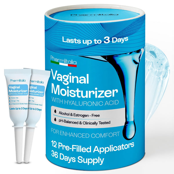 Pharmlitalia Vaginal Moisturizer Gel for Vagina Health, Moisturizer Applicators for Vaginal Dryness Relief and Long Lasting Wetness - Pre and Post Menopausal - 12 Pre Filled Applicators