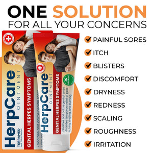 Herpes Genital Treatment | Herpcare Fast Acting Ointment | Can be Used on Cold Sore | Homeopathic Medicine | Soothes Itching, Tingling & Burning | Relief from The Symptoms of Genital Sore (Pack of 2)