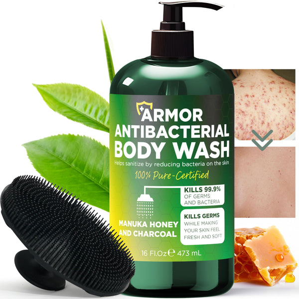Terramed Just Think Comfort Antibacterial Body Wash & Body Scrub & Body Lotion | Manuka Honey & Charcoal