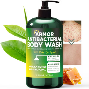 Terramed Just Think Comfort Antibacterial Body Wash & Body Scrub & Body Lotion | Manuka Honey & Charcoal