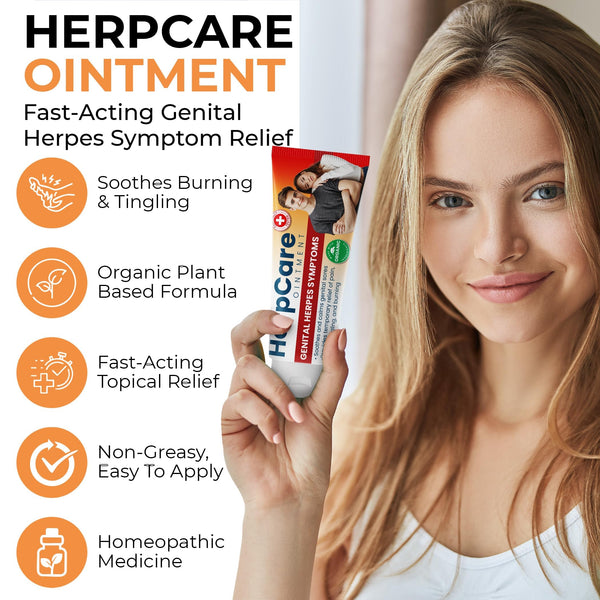 Herpes Genital Treatment | Herpcare Fast Acting Ointment | Can be Used on Cold Sore | Homeopathic Medicine | Soothes Itching, Tingling & Burning | Relief from The Symptoms of Genital Sore