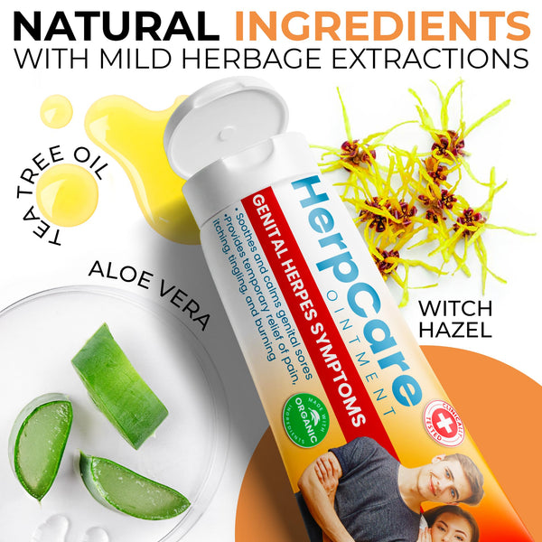Herpes Genital Treatment | Herpcare Fast Acting Ointment | Can be Used on Cold Sore | Homeopathic Medicine | Soothes Itching, Tingling & Burning | Relief from The Symptoms of Genital Sore (Pack of 2)