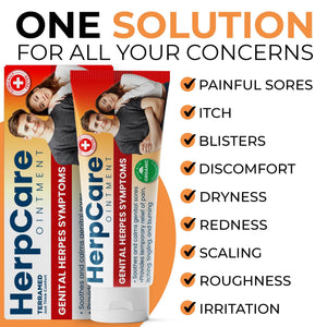 Herpes Genital Treatment | Herpcare Fast Acting Ointment | Can be Used on Cold Sore | Homeopathic Medicine | Soothes Itching, Tingling & Burning | Relief from The Symptoms of Genital Sore