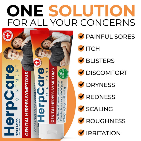 Herpes Genital Treatment | Herpcare Fast Acting Ointment | Can be Used on Cold Sore | Homeopathic Medicine | Soothes Itching, Tingling & Burning | Relief from The Symptoms of Genital Sore