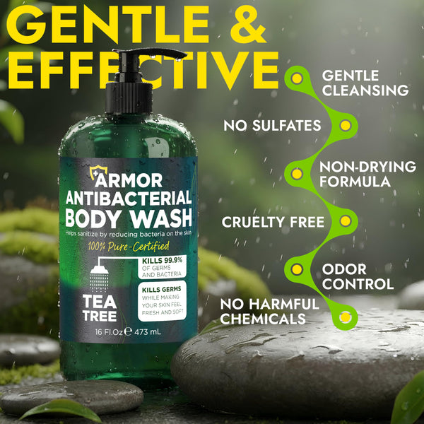 Terramed Just Think Comfort Antibacterial Body Wash & Body Scrub & Body Lotion | Manuka Honey & Charcoal