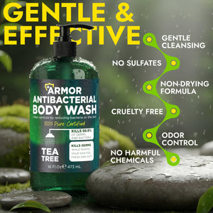 Terramed Just Think Comfort Antibacterial Body Wash & Body Scrub & Body Lotion | Manuka Honey & Charcoal