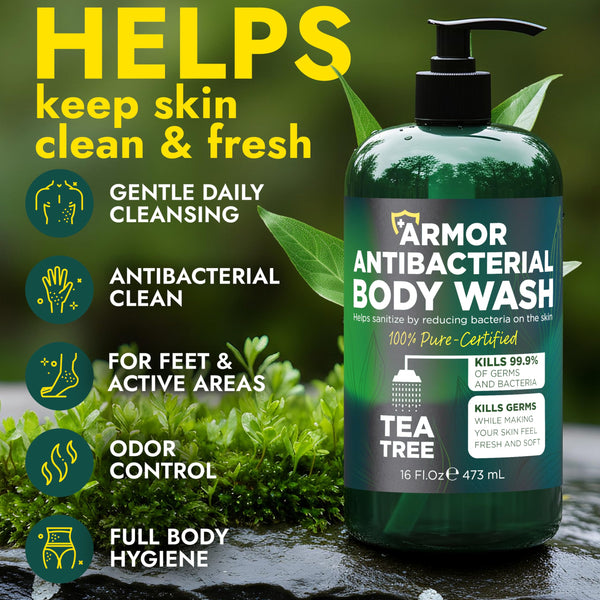 Terramed Just Think Comfort Antibacterial Body Wash & Body Scrub & Body Lotion | Manuka Honey & Charcoal