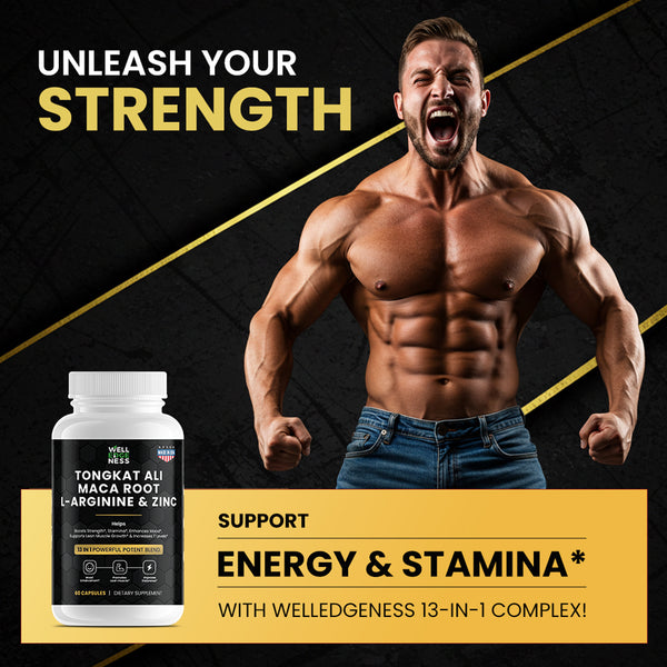 Tongkat Ali, Maca Root, L-Arginine & Zinc Supplement for Men